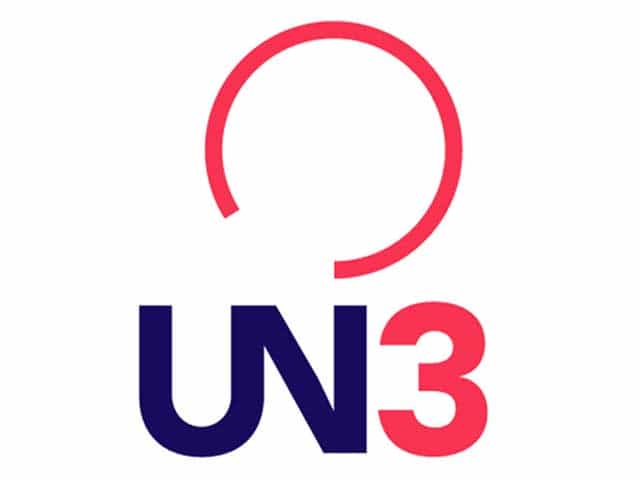 The logo of UN3 TV